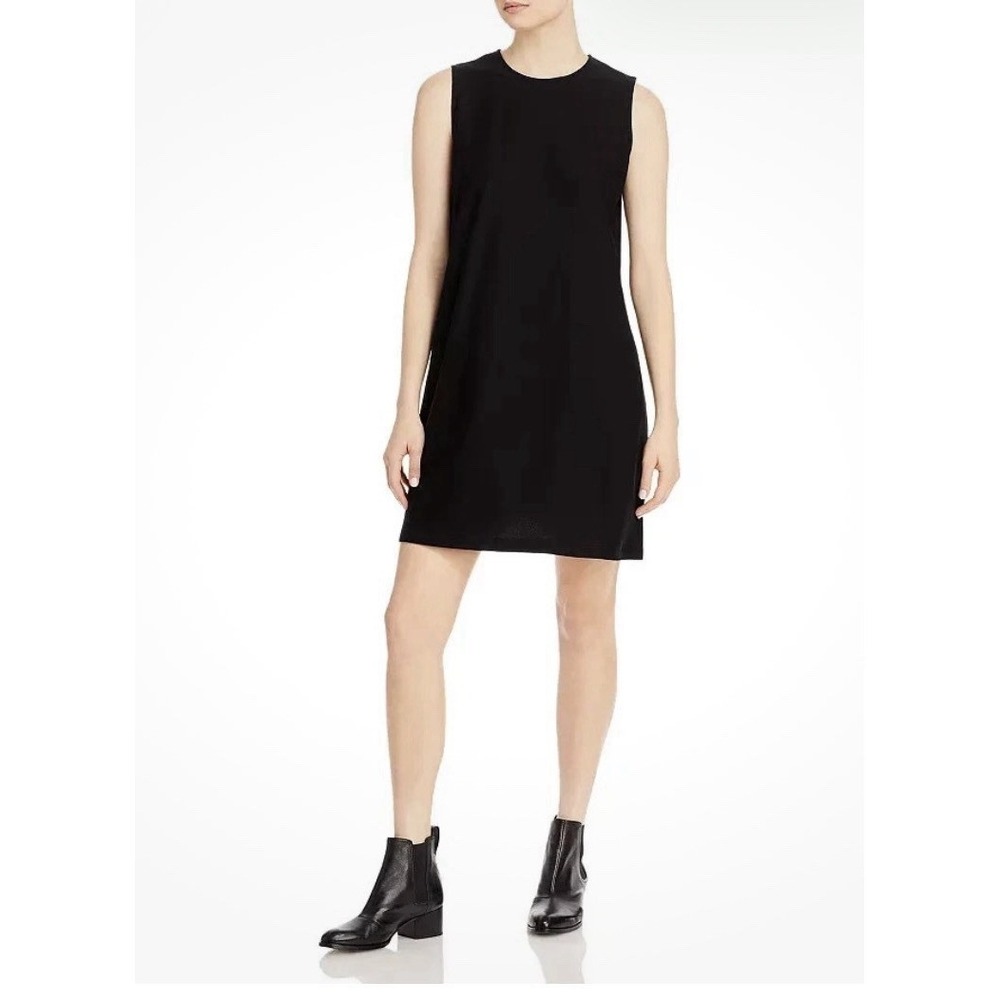 Eileen Fisher Washable Crepe Sleeveless Tank Dress in Black Capsule Size M